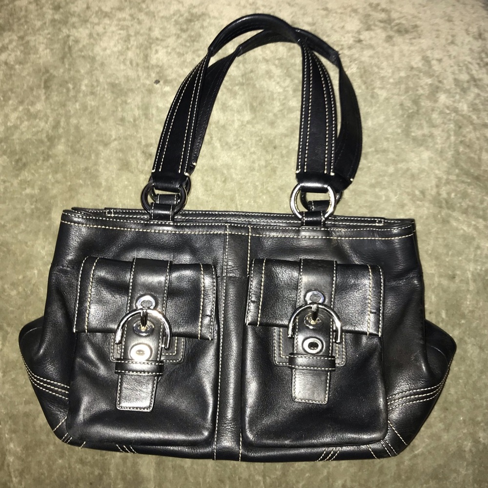 Coach Leather Satchel w/  White Trim